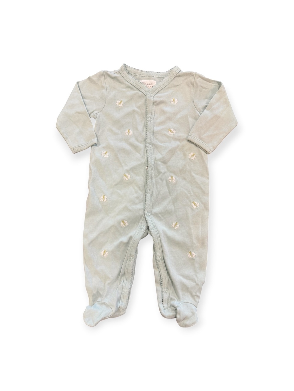 Little Planet Organic Cotton Baby Footed Sleeper, 6 Months, Floral Embroidery